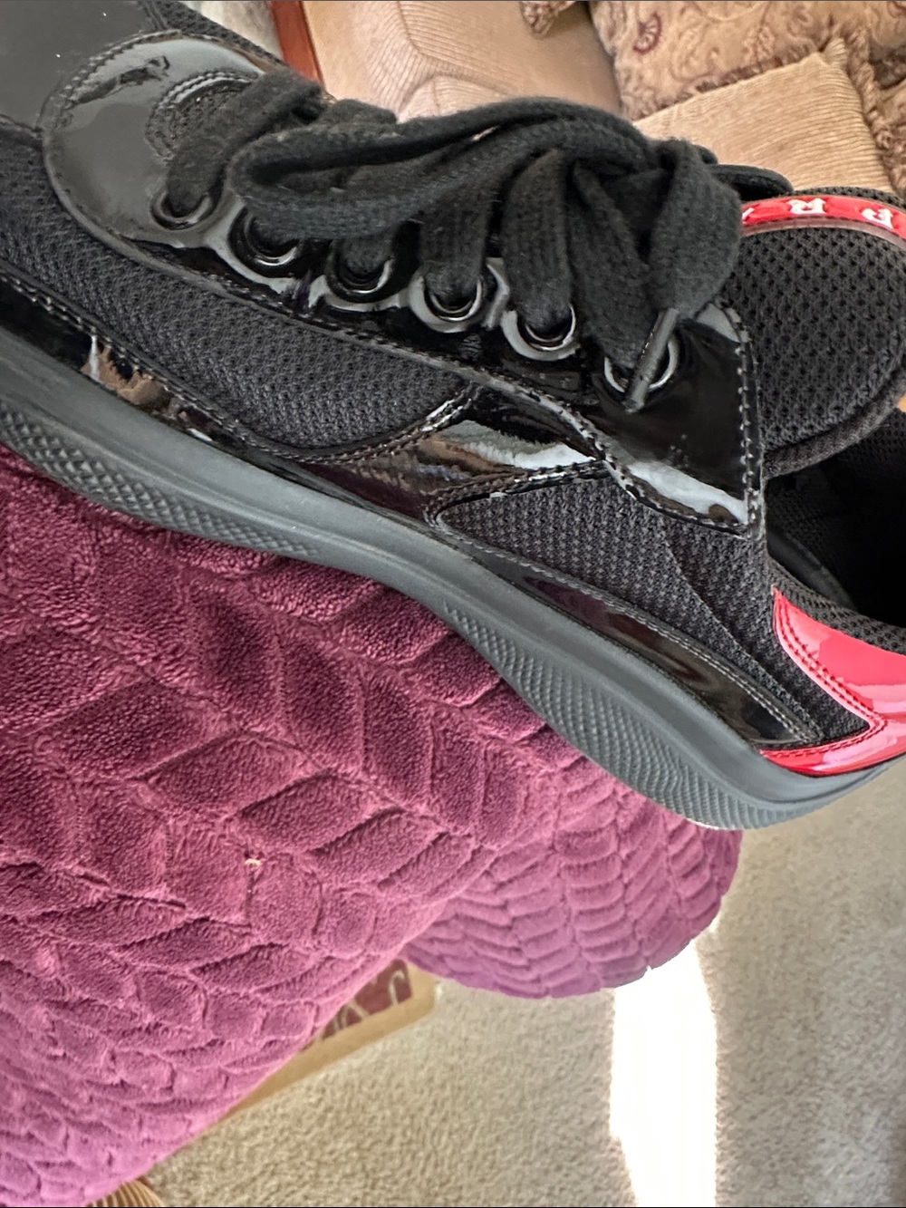 Prada Black Sneakers with Red Accents - Picture 3 of 3